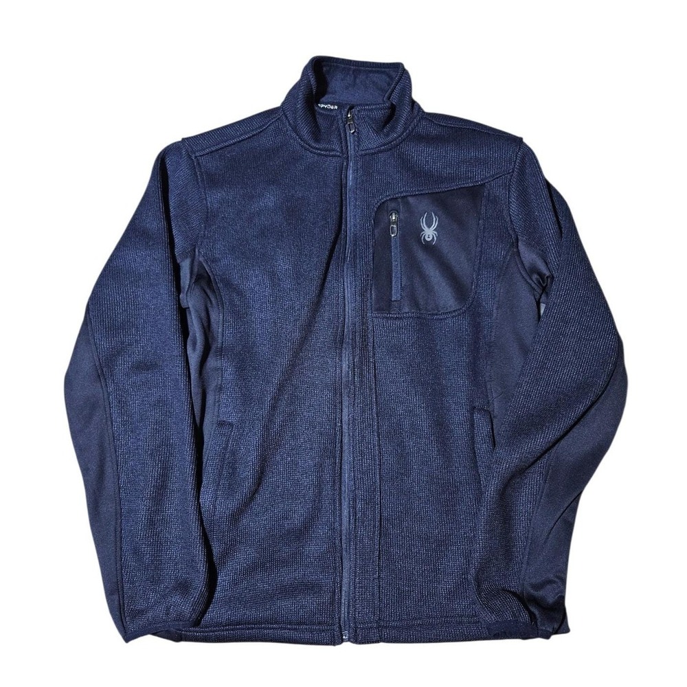 Spyder Blue Full Zip Jacket Mens Large Pockets Stryke Fleece Activewear Bandit